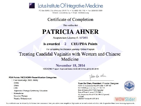 Treating Candidal Vaginitis Certificate